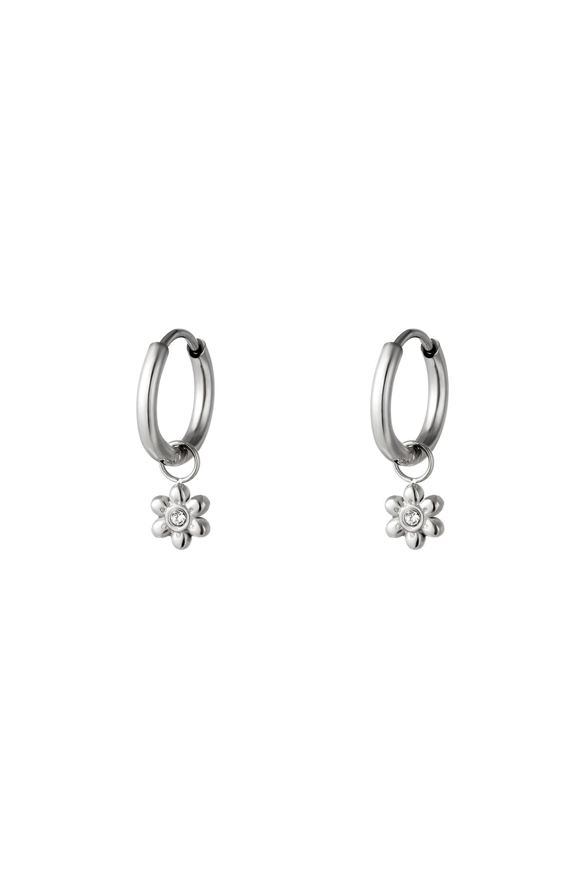 oorbellen - bloem zilver