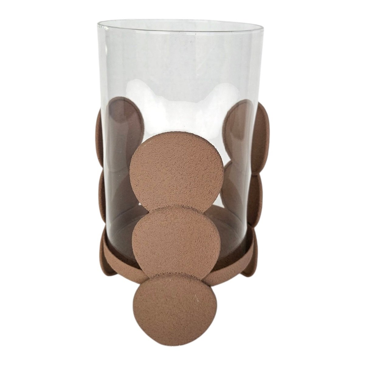 lichtjeshouder- bollen bruin met glas