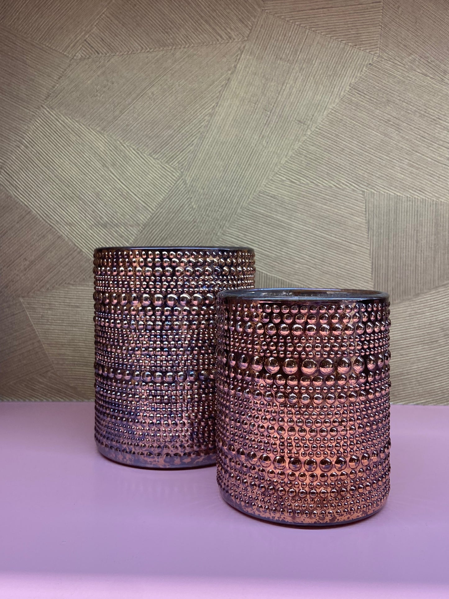 Dark cilinder glass Speckled kaarsenhouder