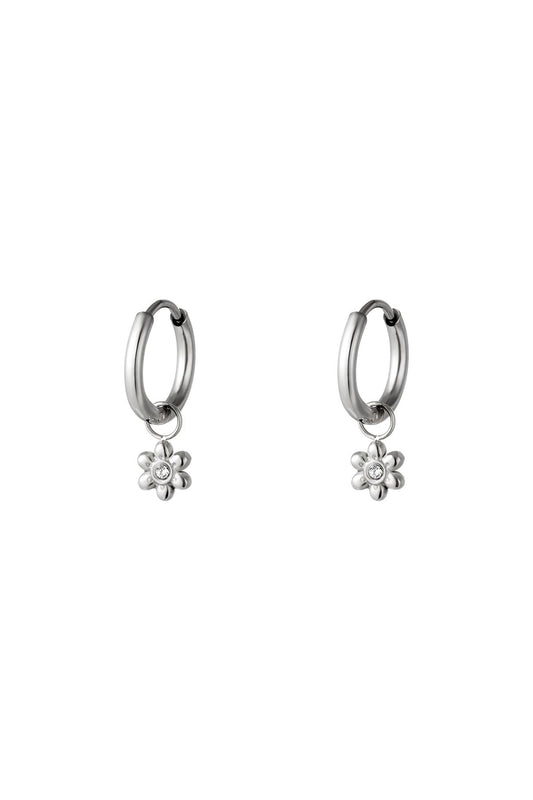 oorbellen - bloem zilver