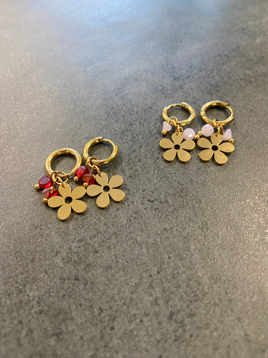 oorbellen hoop bloemen