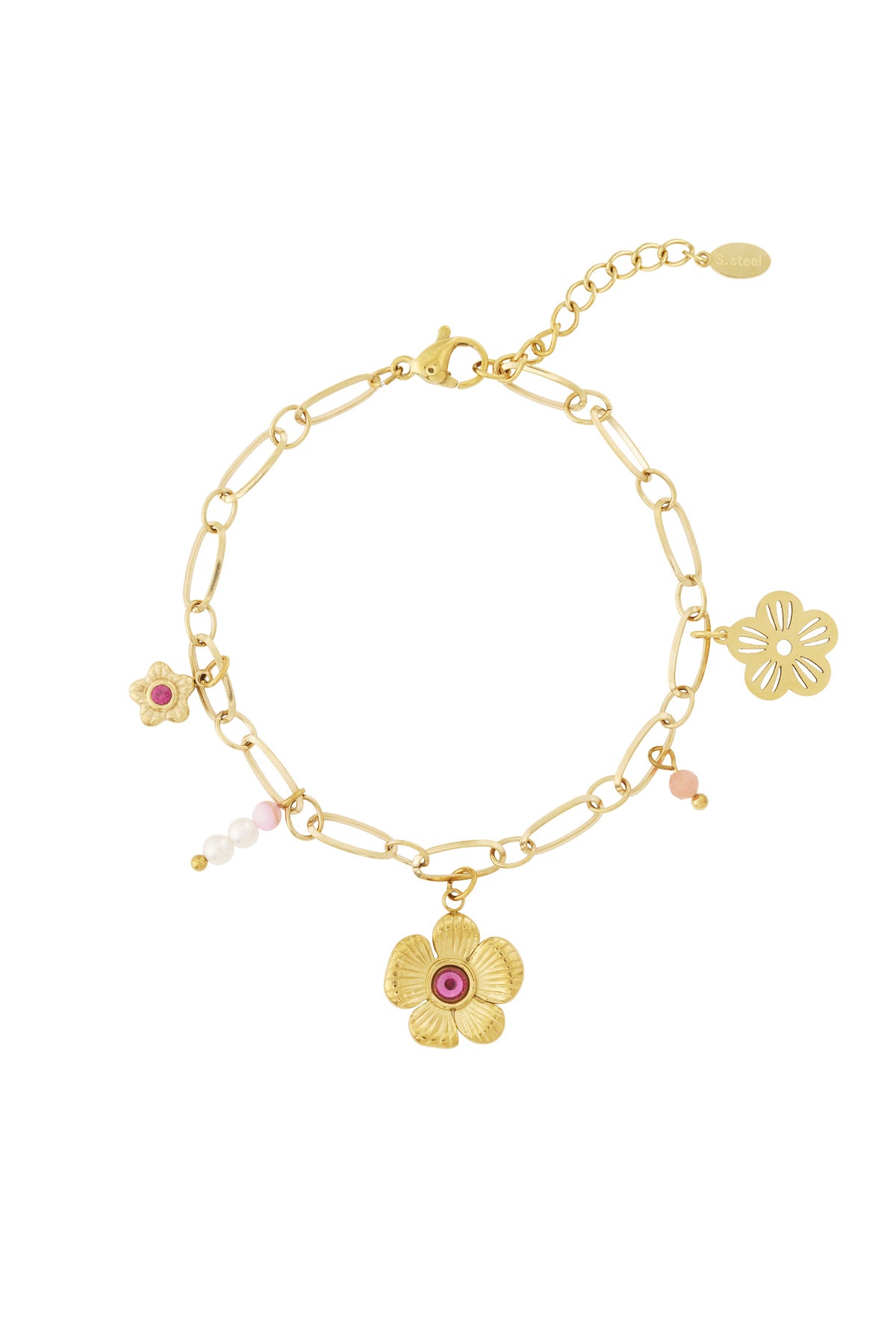 armband - bloemen pink